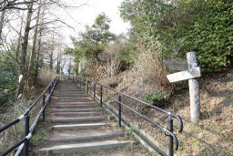 山頂まで階段が続く