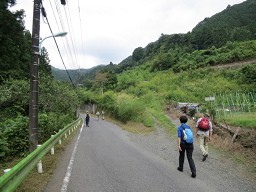 登山口まで舗装道を歩く