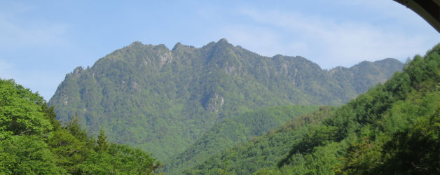 西沢駐車場から見た鶏冠山